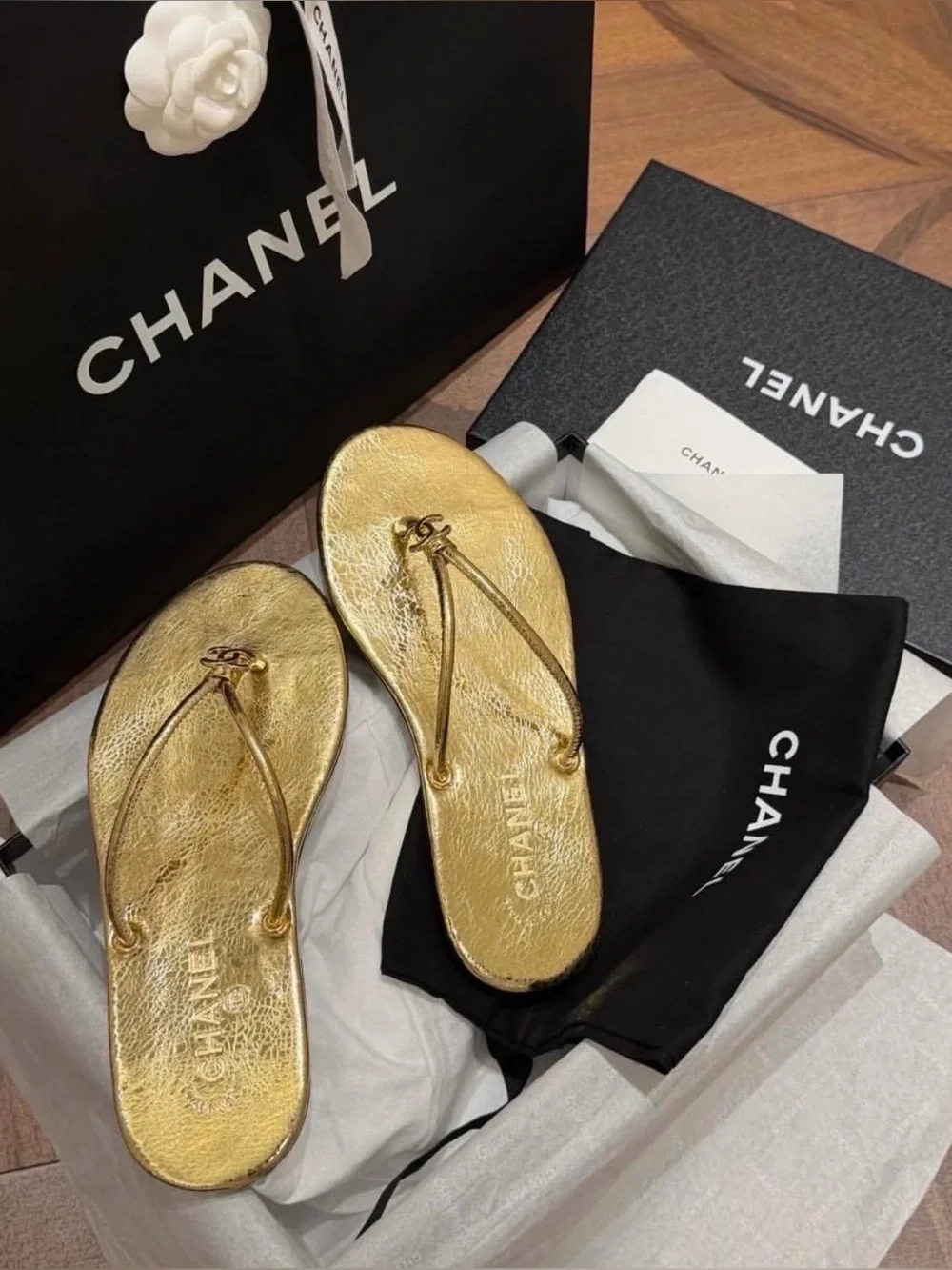 CHANEL THONGS gold Matthieu Blazy collection